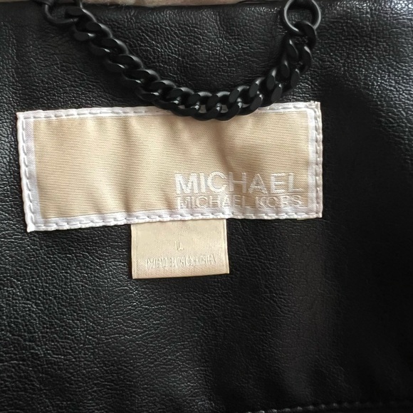 Michael Michael Kors Shearling Trim Faux leather sleeves Puffer Jacket. SZ.L - Picture 13 of 16